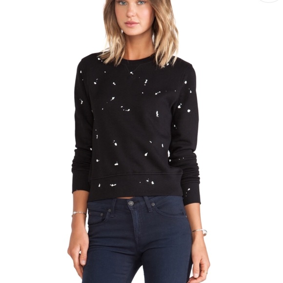 rag & bone Tops - Rag & Bone Black splatter paint sweatshirt S